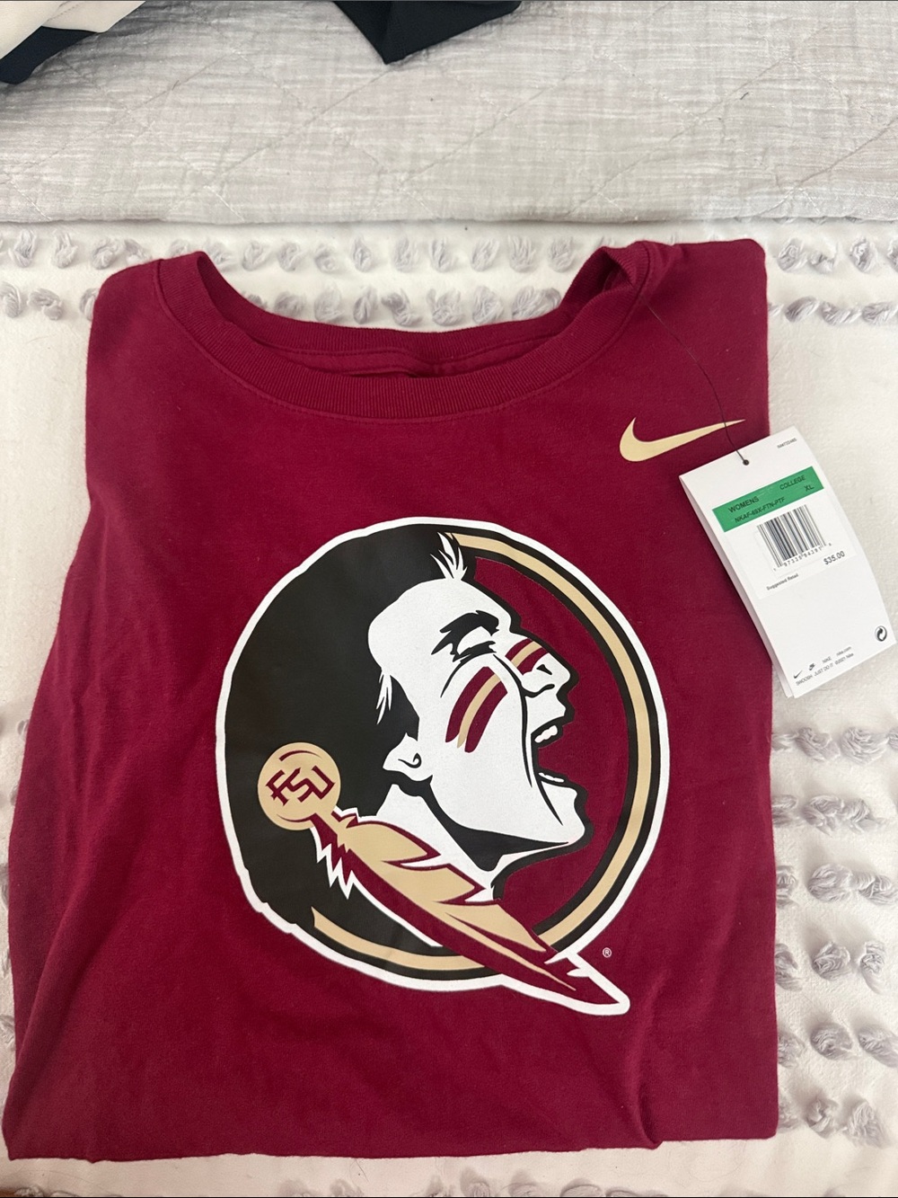 NWT Women Nike Maroon Florida State Graphic Tee with Gold Swoosh